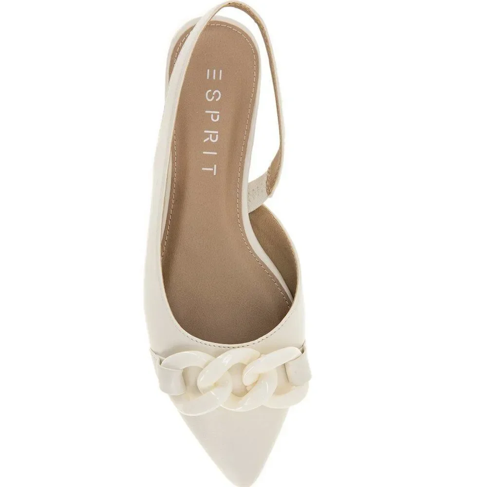 Esprit Patty Women's Slingback Pointed Toe Flat Shoes Beige Size 7.5 $89